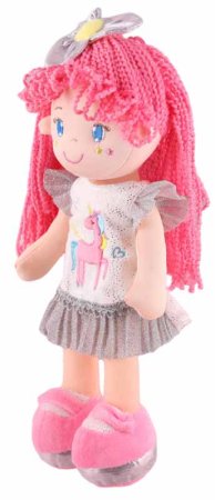 Maxitoys Мягкая игрушка Кукла Кэтти с розовыми волосами в платье, 35 см