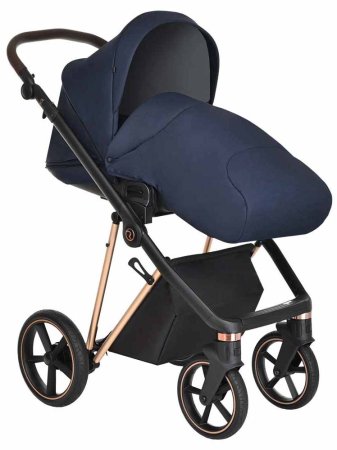 Roan Коляска 2 в 1 Sol Luxury / цвет Mystic Blue (синий, рама розовое золото, ручка темно-коричневая)