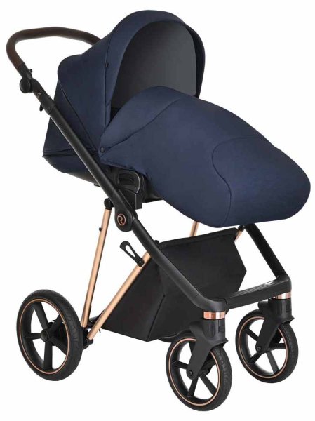 Roan Коляска 2 в 1 Sol Luxury / цвет Mystic Blue (синий, рама розовое золото, ручка темно-коричневая)
