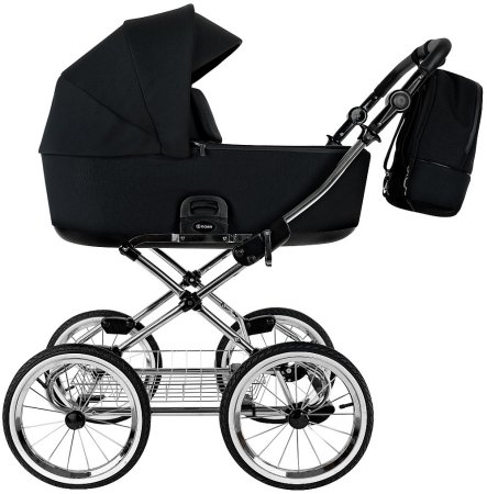 ROAN Коляска 2 в1 Bass Next Classic короб+прогул.(2 места)14d  (Caviar/Black/руч.Black)