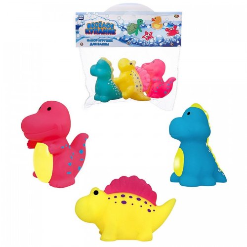 ABtoys Веселое купание Набор игрушек для ванны, 3 предмета динозаврики  / цвет в ассортименте