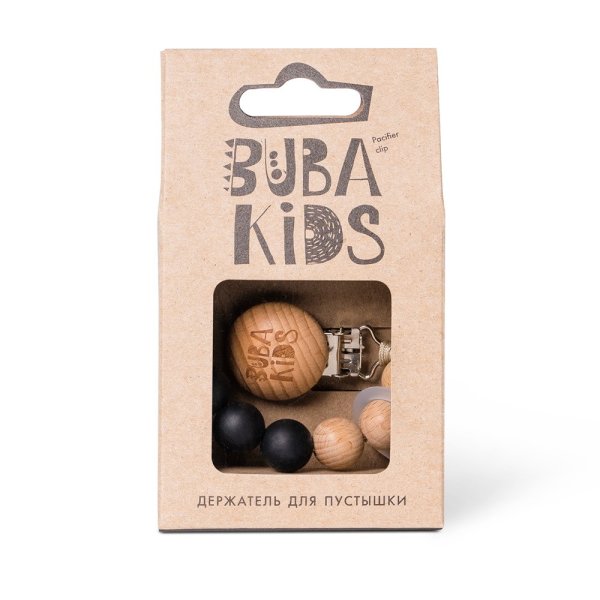 Держатель для пустышки силиконовый BUBA KIDS, Simple, Чёрный