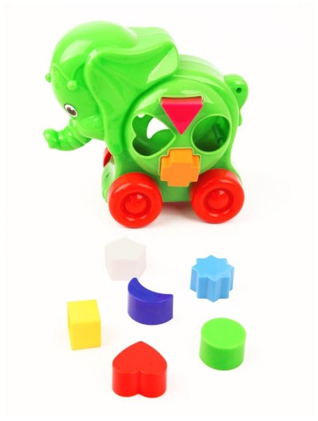 Green Plast Каталка Сортер Слон с ручкой, в сетке