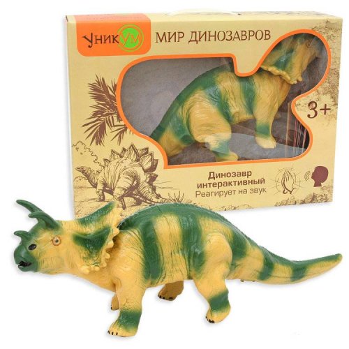 Динозавр (Трицератопс) интерактивный: реагирует на хлопки, голос р/у