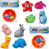 Abtoys Набор резиновых игрушек для ванной Веселое купание / цвет в ассортименте					