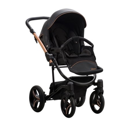 Bebetto Детская коляска 2 в 1 Torino Si / цвет черный (экокожа+ткань) / SI02 mie / рама бронзовая