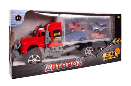 Abtoys Игровой набор Спецтехника "Автовоз с четырьмя легковыми машинками"