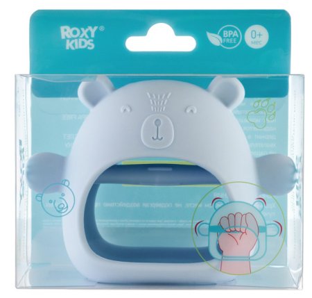 Roxy Kids Силиконовый прорезыватель на руку "Мишка" / цвет голубой