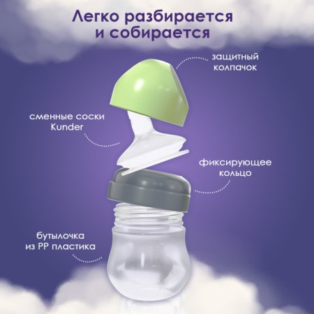 Kunder Бутылочка с крышкой, соска размер S, 100 мл