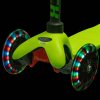 Novatrack Детский самокат-кикборд Disco-kids, мигающие колеса, черно-зеленый