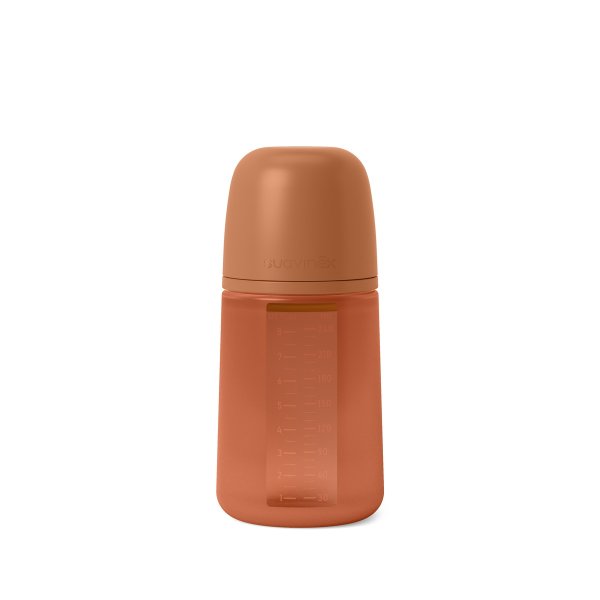 Силиконовая бутылочка для детского питания 240 мл, с соской из силикона.  RED / S SILICONE FEED BOT 