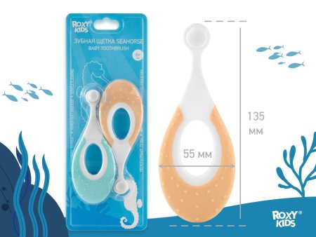 Roxi Kids Зубная щетка для детей Seahorse ультрамягкая, 10.000 щетинок, 2 штуки / цвет мятный, оранжевый