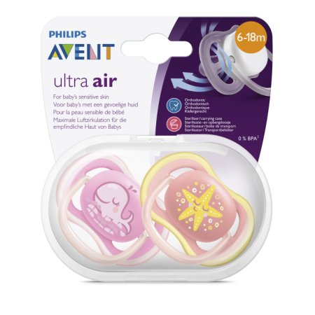 Avent Пустышка utra air Кит, Звезда для девочек