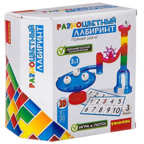 Bondibon Развивающие игры Динамический конструктор Разноцветный Лабиринт 30 дет., в коробке 17x8,5x17,5 см