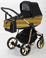 Bebe-mobile Детская коляска 2 в 1 Gusto Special Edition / цвет GU202 черный, золотая кожа (золотая рама)					