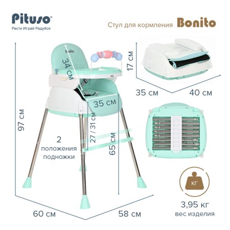 Pituso Стул для кормления Pituso Bonito / цвет Green/Зеленый