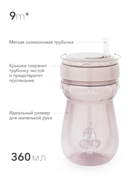 Happy Baby Поильник для кормления с трубочкой, 360 мл / цвет lilac