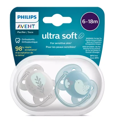 Philips Avent Пустышка ultra soft / цвет синий, серый (6-18мес)