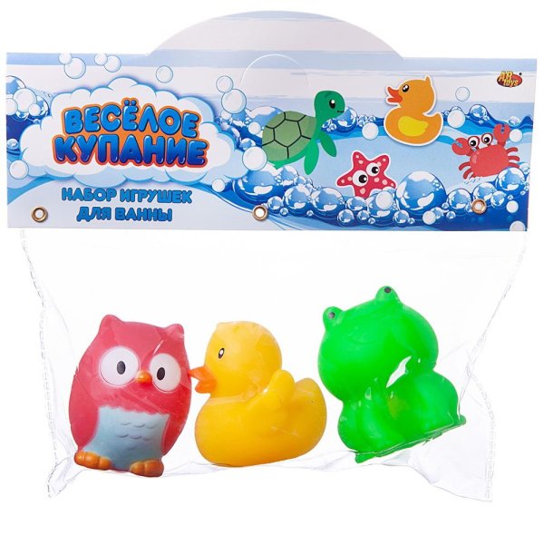 Abtoys Веселое купание Набор игрушек для ванны, 3 предмета (совенок, утенок, лягушонок)