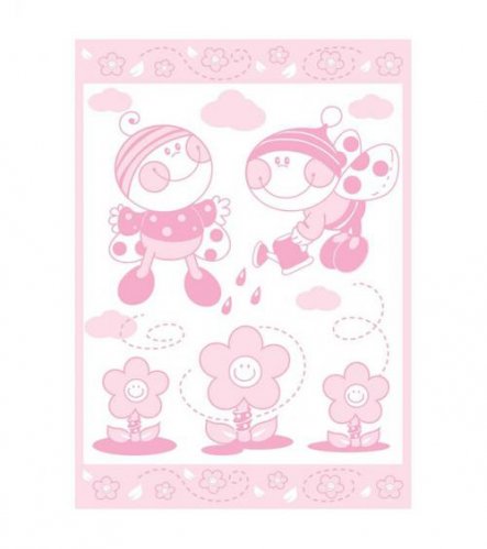Одеяло байковое ОТК "Букашки розовые", 100% хлопок, 100х140 см.