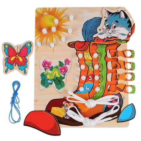 Буратино Развивающая игрушка-шнуровка «Ботинок»