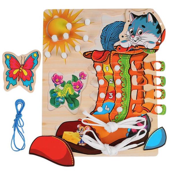 Буратино Развивающая игрушка-шнуровка «Ботинок»