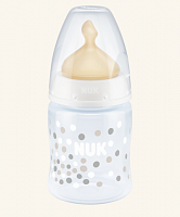 NUK Бутылочка "Конфетти" First Choice Plus150 мл латексная соска, средние отверстие М, 0-6 месяцев