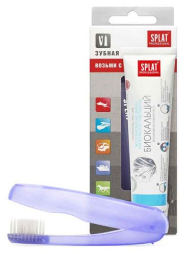 Splat Дорожный набор: зубная паста «Биокальций», 40 мл + зубная щётка
