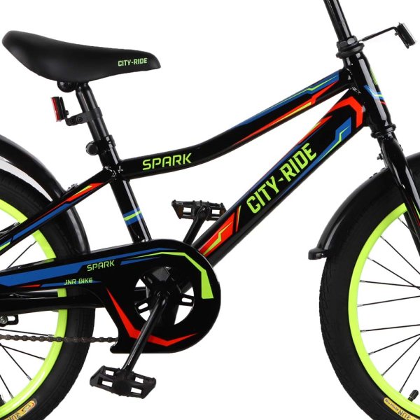 Детский велосипед City-Ride Spark , рама сталь , диск 18 сталь  страховочные колеса, цвет черный