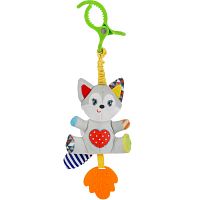 Умка Текстильная игрушка-подвеска с клипсой Ласковый котенок 300213 / цвет серый