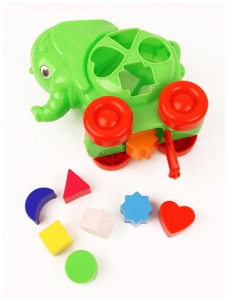 Green Plast Каталка Сортер Слон с ручкой, в сетке