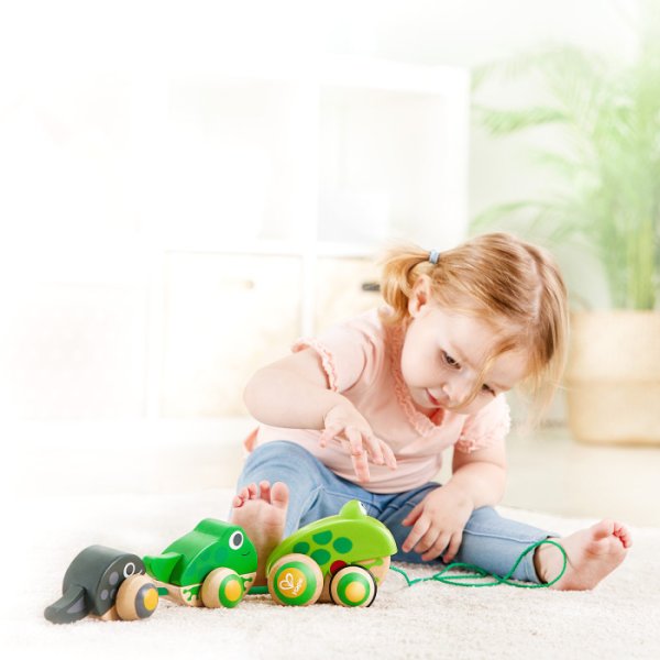 Hape Игрушка каталка "Семья лягушек на прогулке"