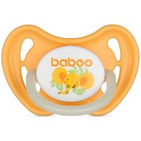 Baboo Соска-пустышка латексная круглая ночная Safari с защитным колпачком 0+					