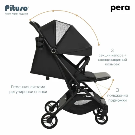 Коляска PERA (прогул)рама carbon/PU,New (Black)