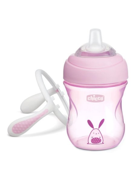 Chicco Чашка-поильник Transition Cup (силиконовый носик), 200 мл / цвет розовый