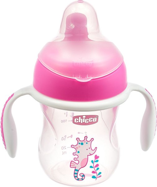 Chicco Чашка-поильник Transition Cup (полужесткий носик), 200 мл / цвет розовый, фиолетовый
