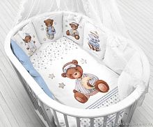 Луняшки Комплект в кроватку "Спящий мишка" 6 предметов/ цвет голубой					