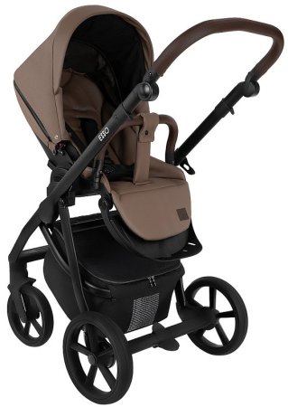 ROAN Коляска 2 в1 Esso короб + прогулка leather/Camel/Black/руч.Тем.коричневый(2 места) 