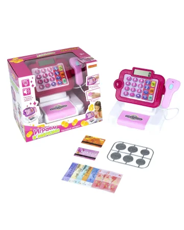 Набор BONDIBON, ИГРАЕМ В МАГАЗИН, с кассовым аппаратом,14 предметов