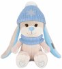 Maxitoys Мягкая игрушка Jack&Lin, Зайчик Жак в голубом шарфе и шапочке со снежинкой, 20 см