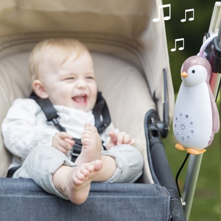 Zazu Ночник-колонка Пингвинeнок Зои + проигрыватель / цвет белый, розовый
