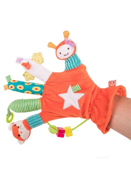 Happy Baby Игрушка-перчатка Дай пять, с шуршащими элементами / цвет оранжевый