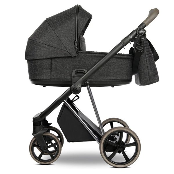 ROAN Коляска 2 в1 Sol Luxury короб + прогулка Pixel/Dark/Nickel/руч.Cappuccino/к.Cappuccino(2 места)