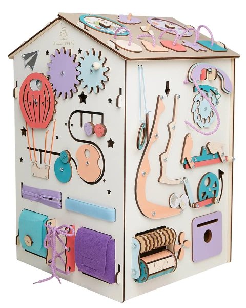 Bunny Board Бизиборд домик развивающий "Дом с китом" со светом, большой