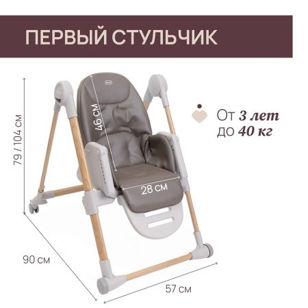 Chicco Стульчик для кормления Polly Armonia / цвет Scandinavian (коричневый)
