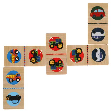 Буратино Развивающая деревянная игрушка Домино Синий трактор 317764 / цвет коричневый