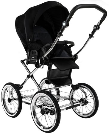 ROAN Коляска 2 в1 Bass Next Classic короб+прогул.(2 места)14d  (Caviar/Black/руч.Black)