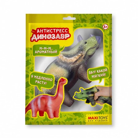 Maxitoys игрушка антистресс-динозавр "трицератопс"
