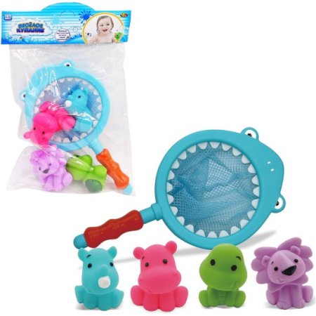 ABTOYS Игрушка для ванны "Веселое купание. Сачок с 4-мя зверятами"