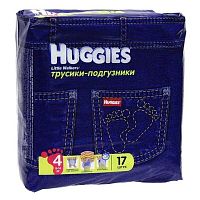 Huggies Трусики-подгузники Little walkers  для мальчиков 17 шт (4 джинс  9-14кг